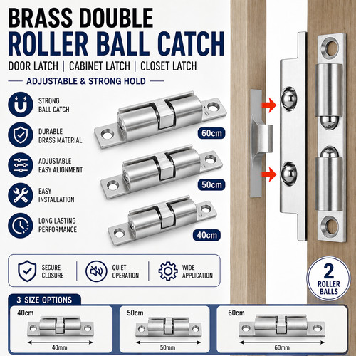 Brass double roller ball catch - double,