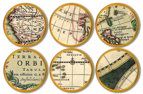 6pc vintage map - map, cabinet