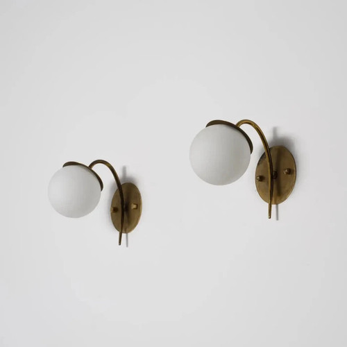 Italian brass opaline glass - brass,